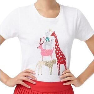 J.Crew Factory Collector Tee White Short Sleeve Cotton Animal Graphic Tee Sz XS